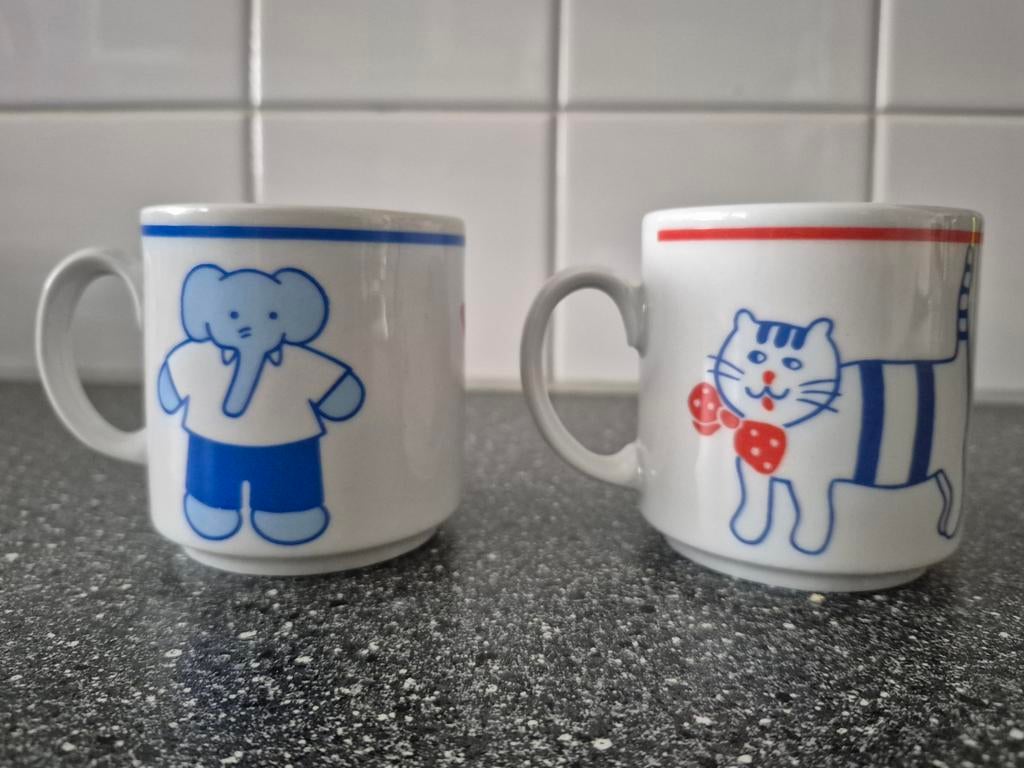 Vintage IKEA Bekers met Dierenprint, Ophalen of Verzenden, Gebruikt