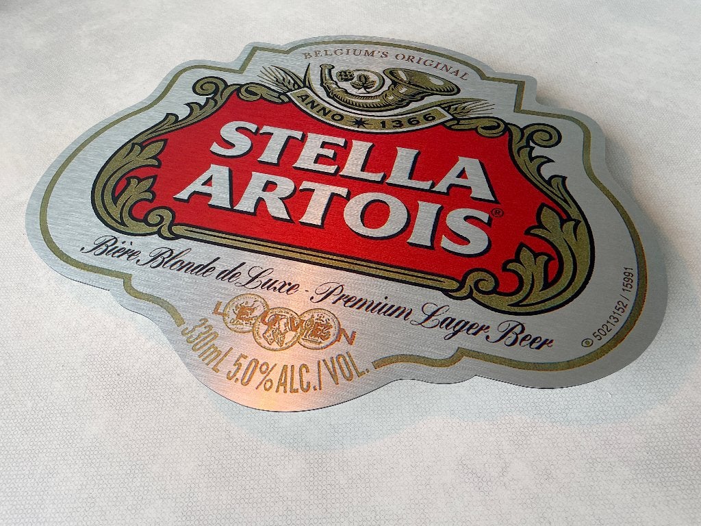 Reclamebord Stella Artois bier logo, groot 50x40cm aluminium, Ophalen of Verzenden, Nieuw, Reclamebord, Plaat of Schild, Stella Artois