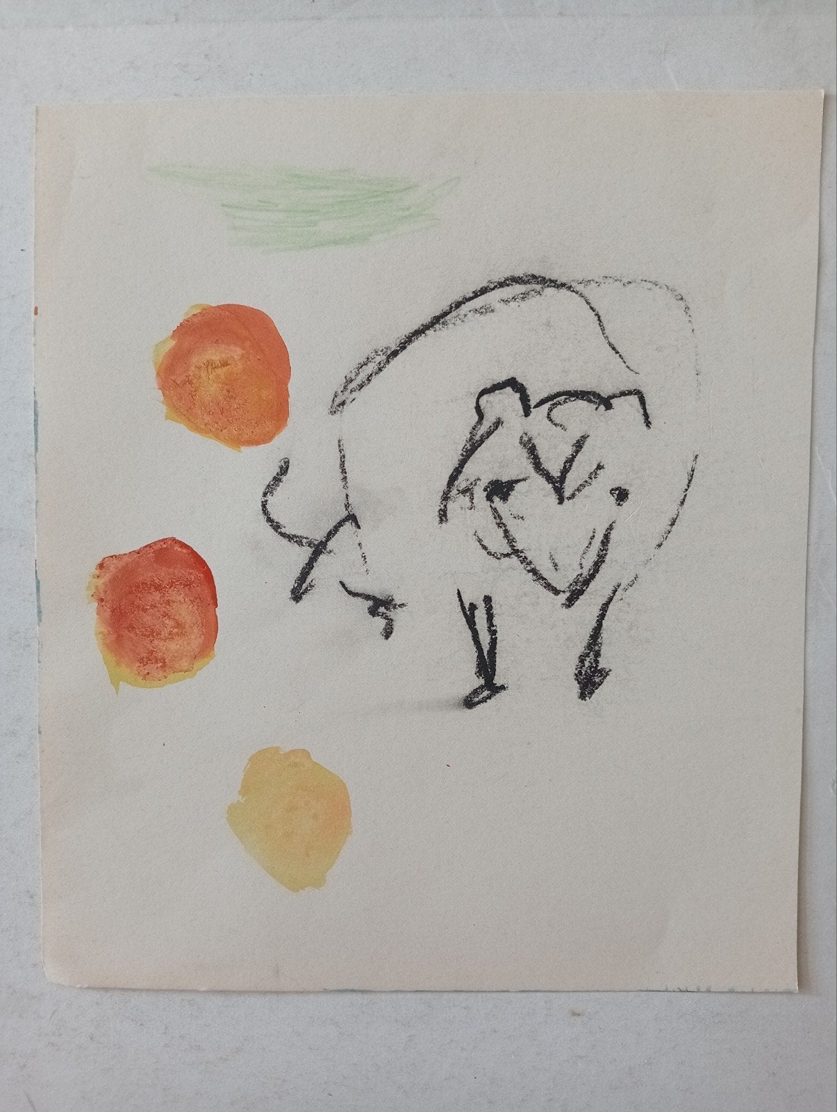 Schaap krijt met aquarel jaren 80-90, Antiek en Kunst, Ophalen of Verzenden