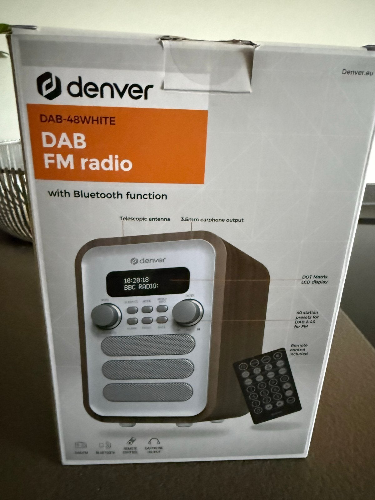 Denver DAB-48WHITE DAB/FM Radio met Bluetooth - Nieuw, Ophalen, Nieuw, Radio