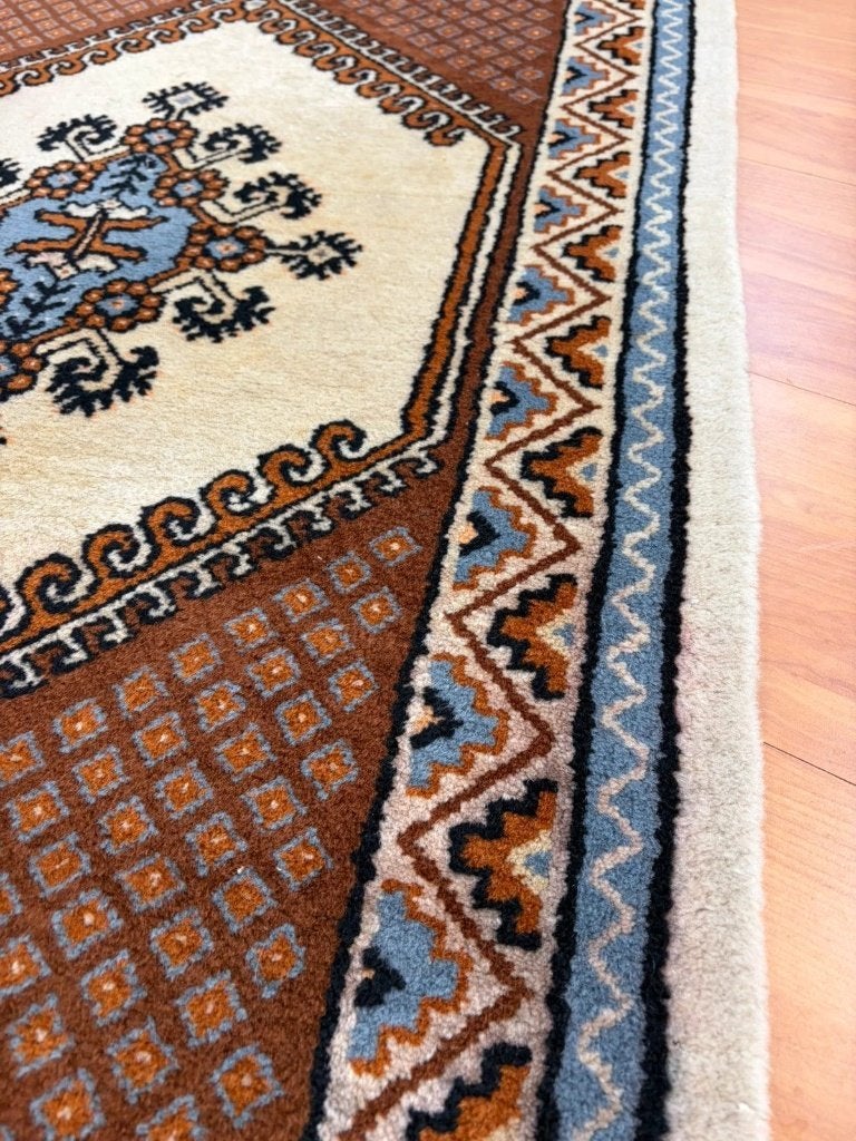 Tapijt kleedje bruin beige blauw 145/75 cm, Ophalen of Verzenden