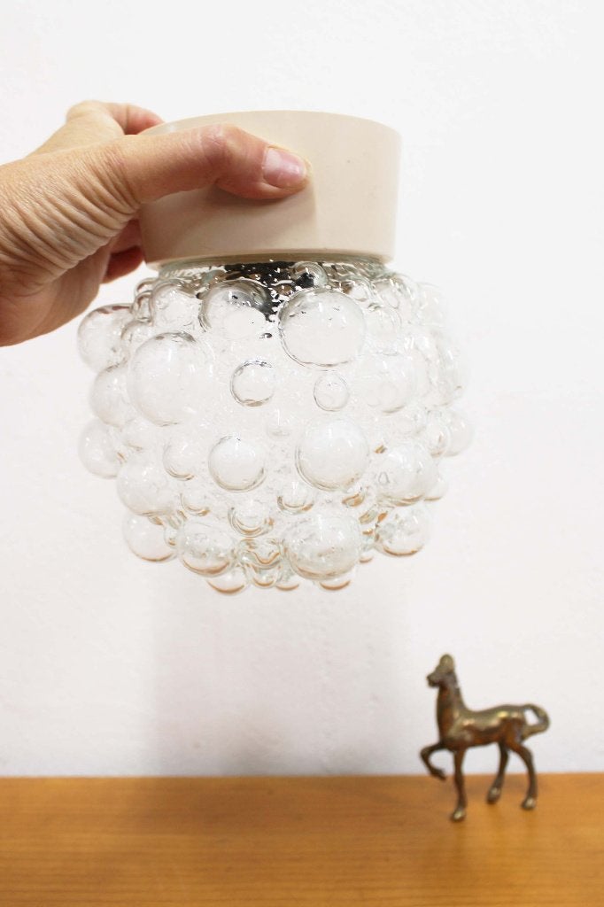Vintage plafonnière / lamp bubbelglas, Helena Tynell?, O, O, Zo goed als nieuw, Glas