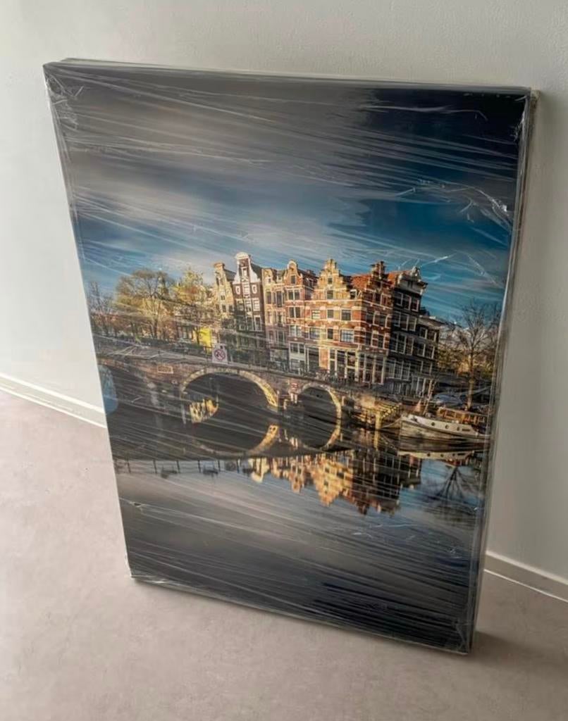 Schilderij Amsterdamse Grachtenpandjes - Nieuw in Verpakking, Huis en Inrichting, Ophalen