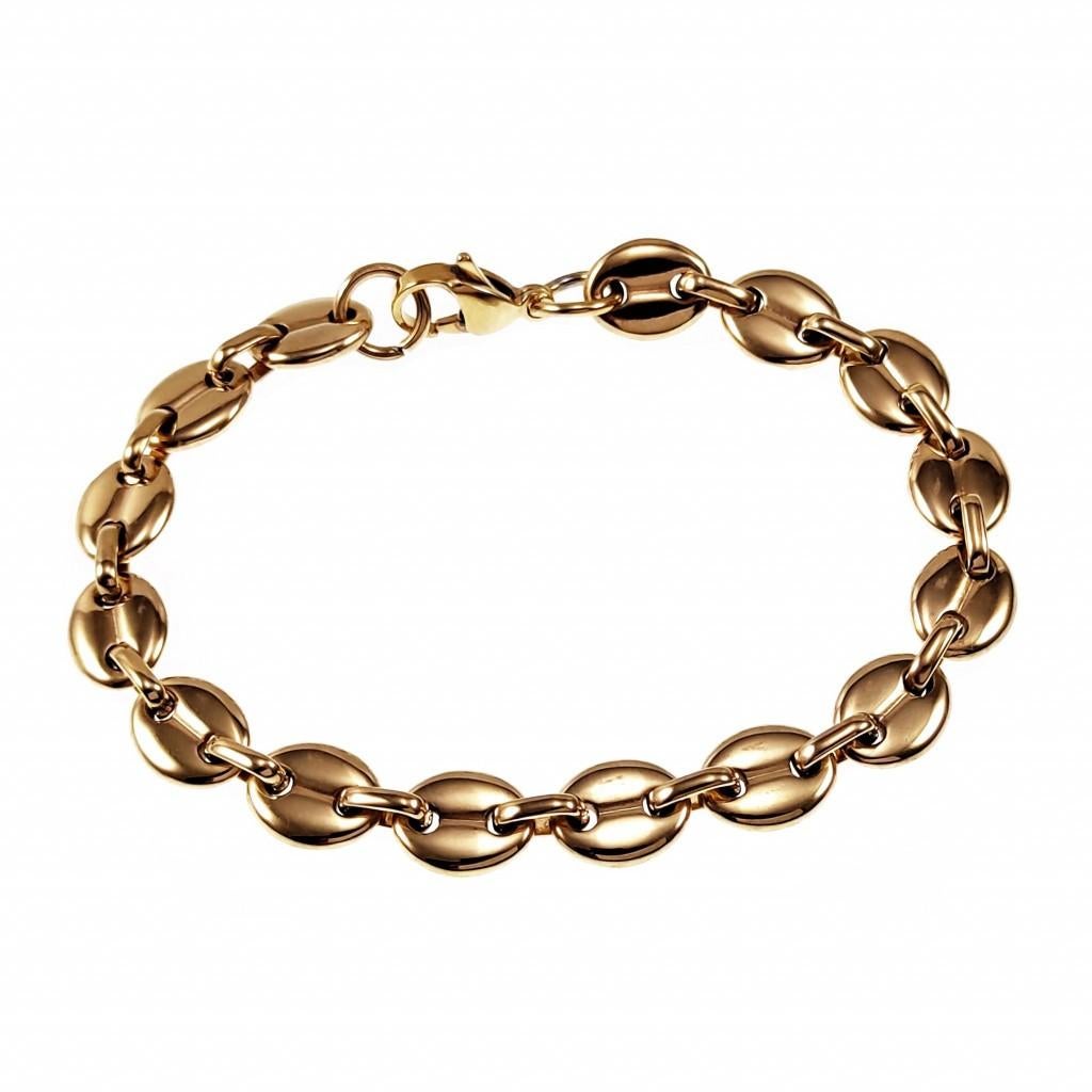 22,5cm x 9mm Koffieboon Armband Unisex Stalen Goudkleur Scha, Sieraden, Tassen en Uiterlijk, Armbanden, Staal, Birgitta-Gracht 33, 6465 EL Kerkrade, Nederland