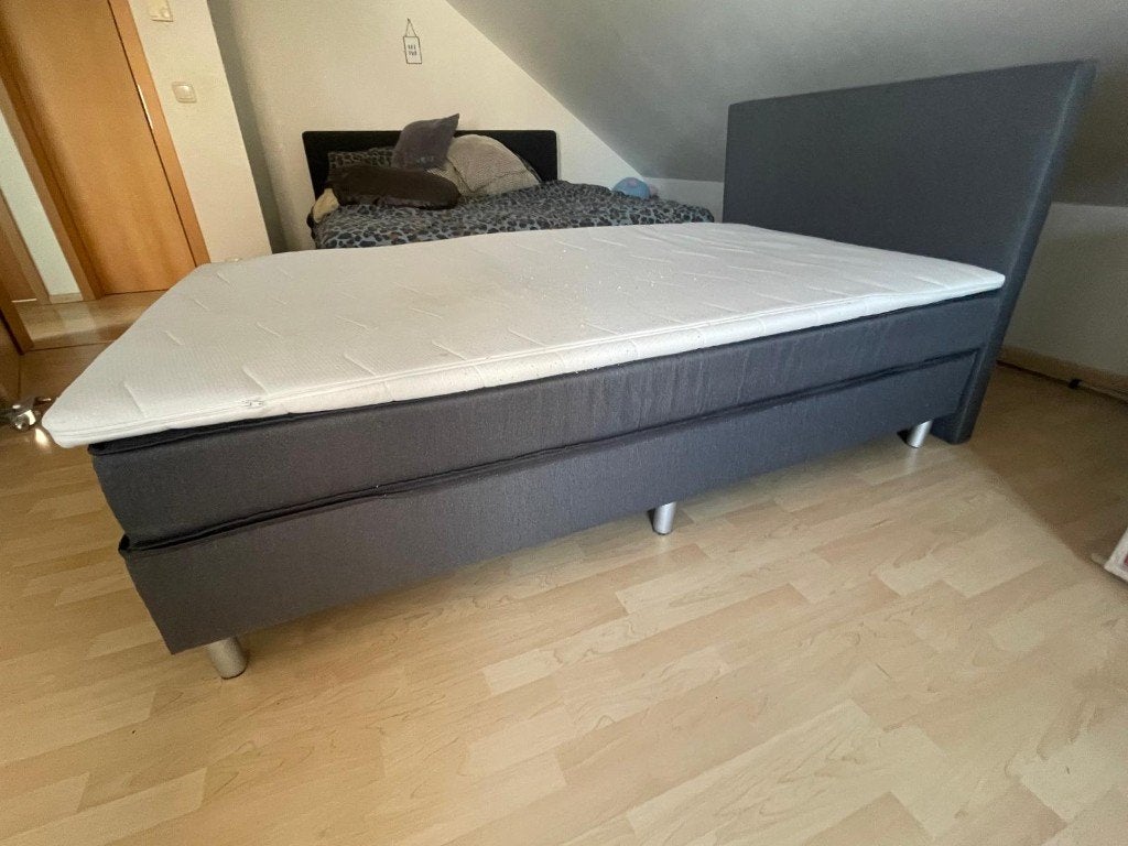Boxspring 120x200 grijs, Huis en Inrichting, Slaapkamer | Boxsprings, Ophalen, Zo goed als nieuw, Twijfelaar, 120 cm