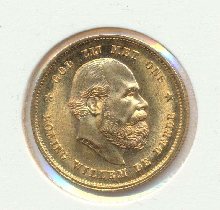 Nederland gouden tientje 1876 Willem 3, Ophalen of Verzenden, Goud