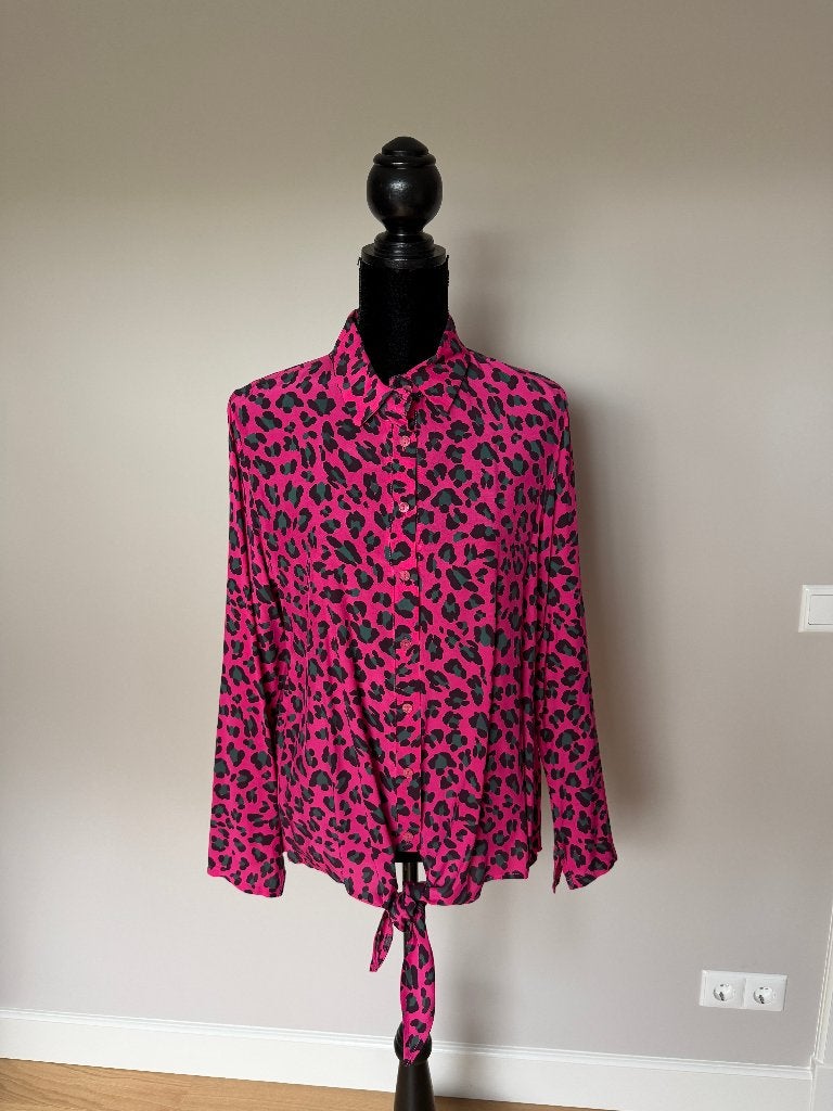 Blouse print roze Transfer maat M, Zo goed als nieuw, Roze, Transfer, Ophalen