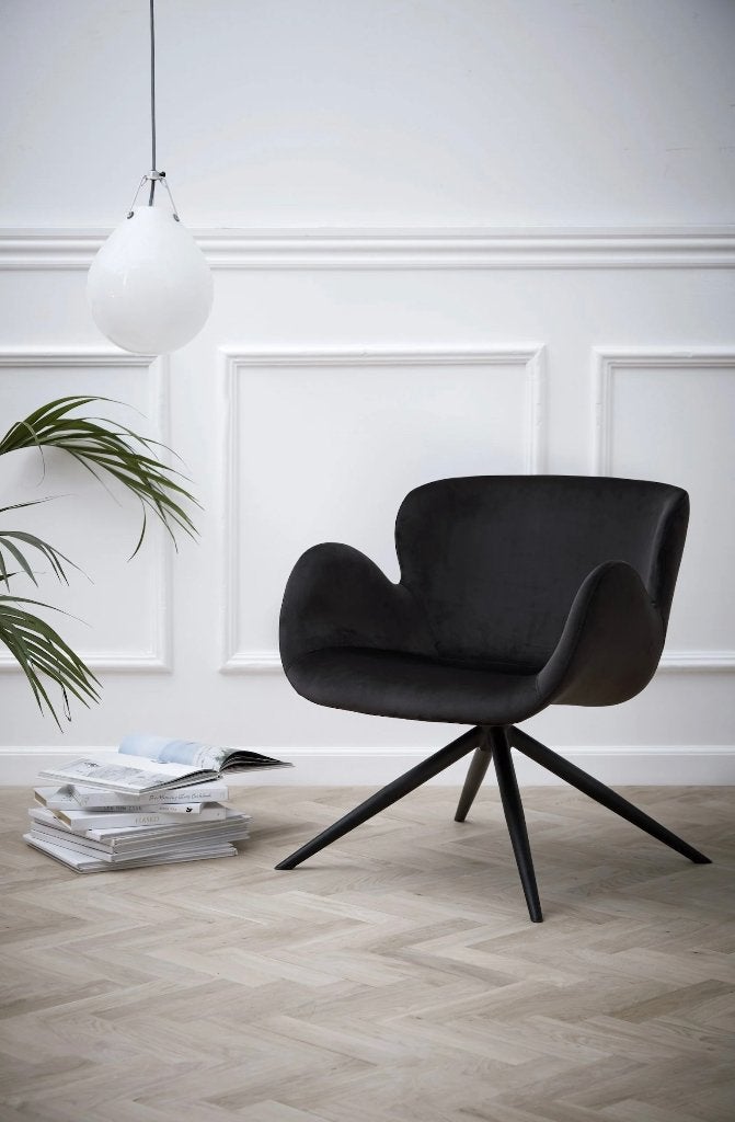 Loungestoel fauteuil GAIA van Danform Velvet black -70%, Ophalen, Minder dan 75 cm, Nieuw, Metaal