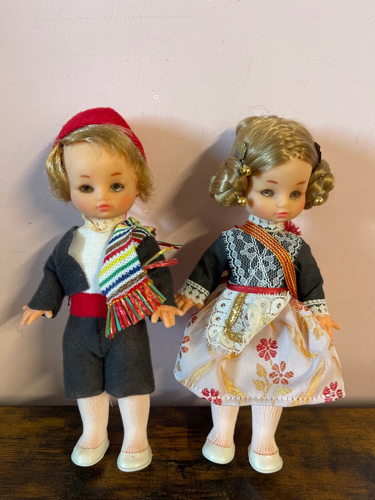 Vintage poppenpaar 18 cm, Verzamelen, Ophalen of Verzenden, Gebruikt, Overige typen