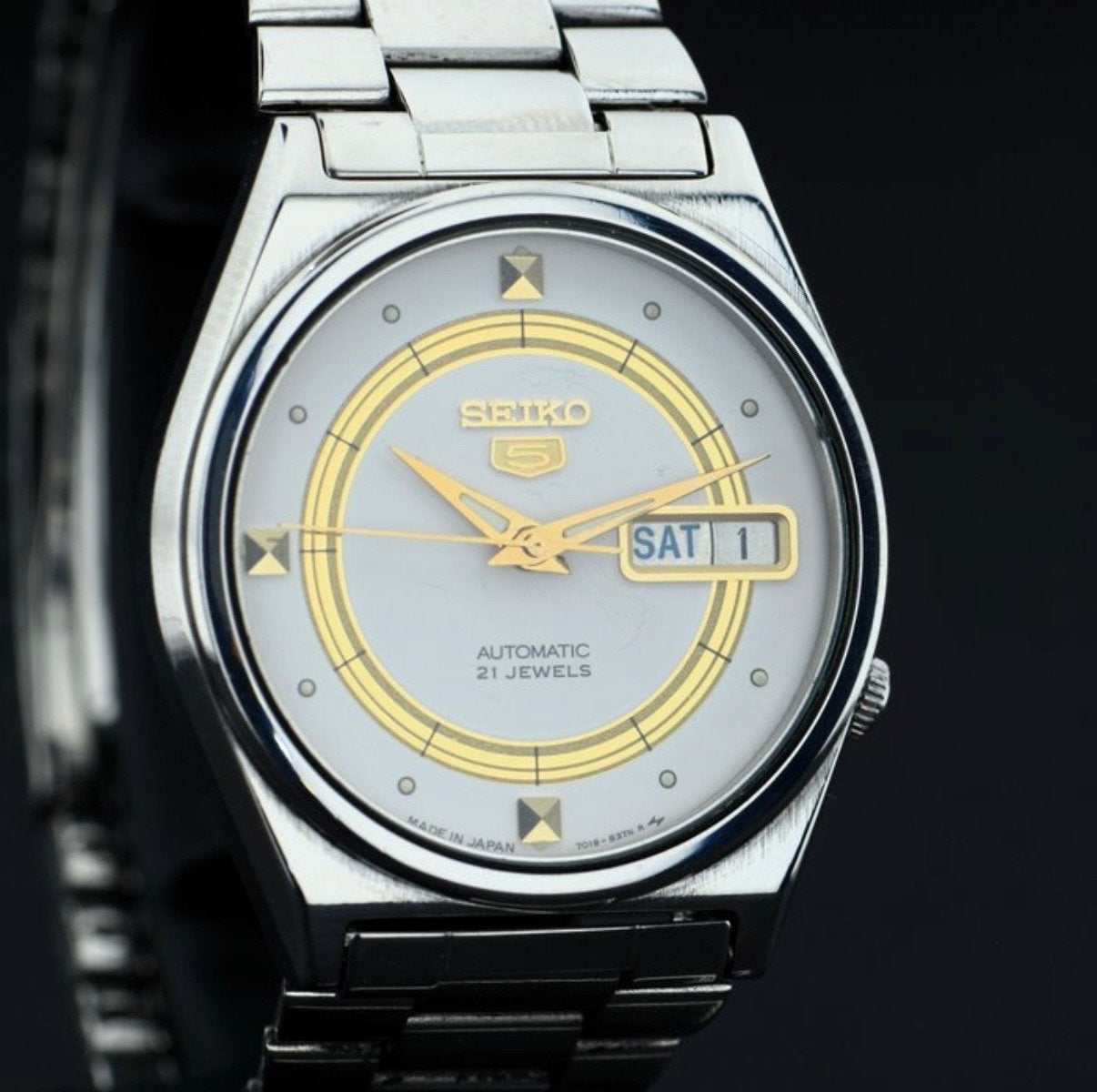 Seiko 5 Automatic 21 Jewels heren horloge vintage 1970-1979, Sieraden, Tassen en Uiterlijk, Horloges | Heren, Gebruikt, Staal