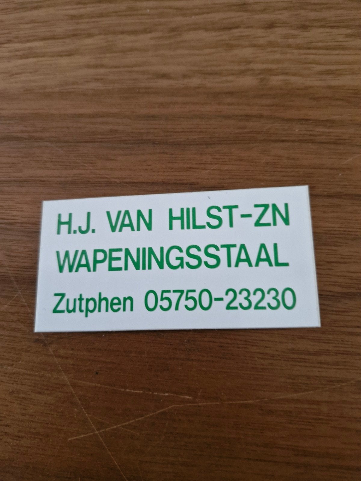8444 Sticker  H.J.VAN HILST -ZN WAPENINGSSTAAL, Ophalen of Verzenden