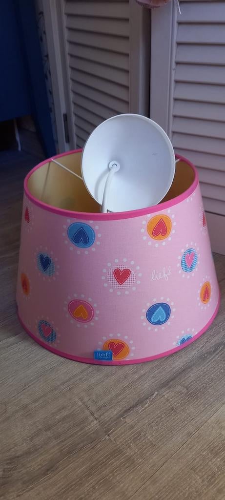Roze kinderlampenkap met hartjes - Lief! Lifestyle, Ophalen, Gebruikt, Kinderlijk, Speels, Lief, 25 tot 50 cm