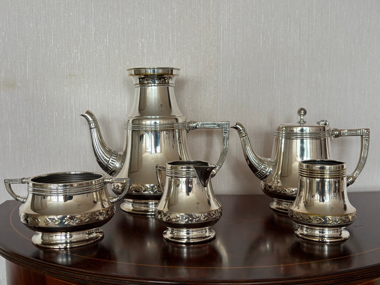 Antiek Art Nouveau Koffie- en Theeservies - Tiel Holland, Ophalen of Verzenden