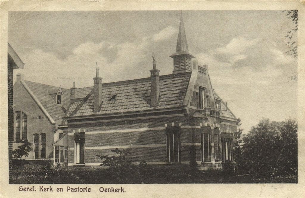 Geref. Kerk en Pastorie - Oenkerk. - B-keus - ongelopen, Ophalen of Verzenden, 1920 tot 1940, Ongelopen, Groningen