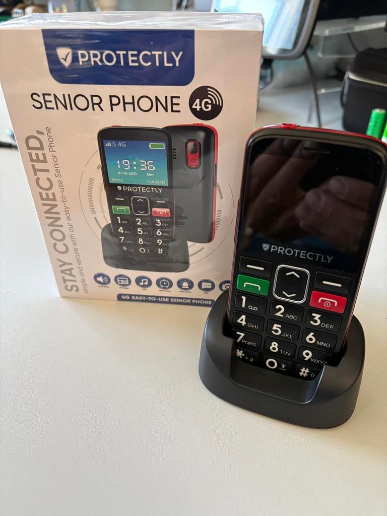 Protectly Senioren telefoon, Telecommunicatie, Vaste telefoons | Handsets en Draadloos, Zo goed als nieuw, 1 handset, Ophalen of Verzenden