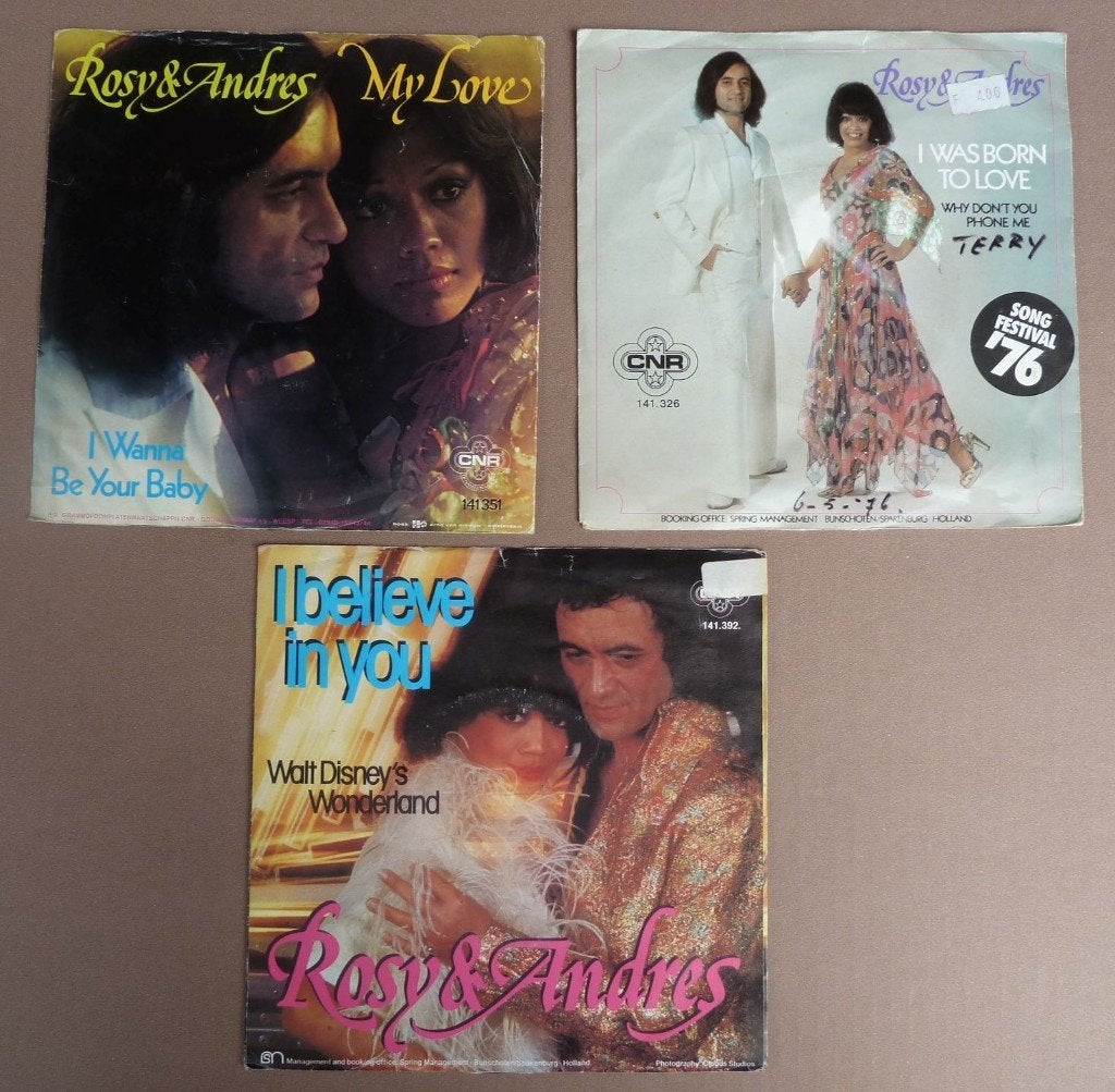 3x Singletjes 45 toeren van ROSY & ANDRES (12), Gebruikt, 7 inch, Ophalen of Verzenden, Overige typen