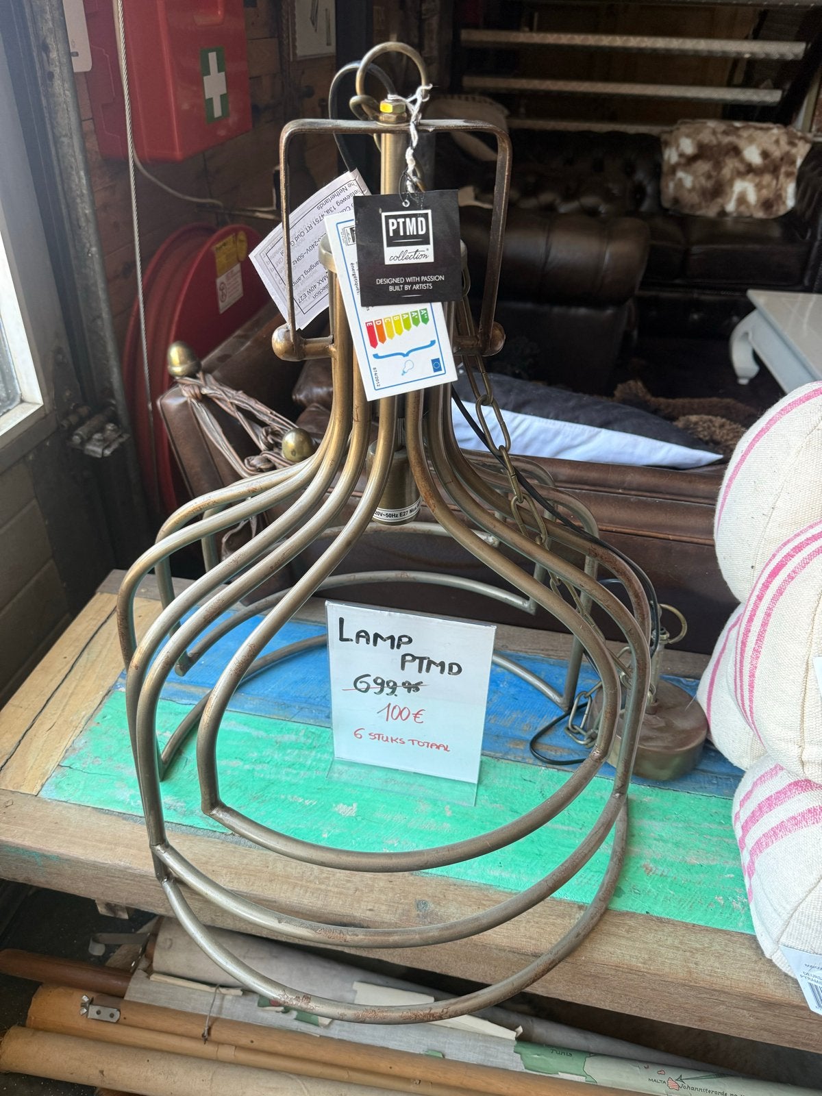 PTMD Hanglamp Bronskleurig E27 - Modern Vintage Design, Ophalen, Nieuw, Metaal, E27 (groot)
