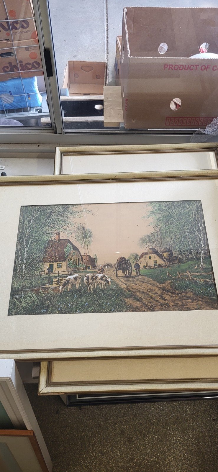Oud Hollands landschap met boerderij en vee, Oud hollands, Ophalen of Verzenden, Landschap, Print