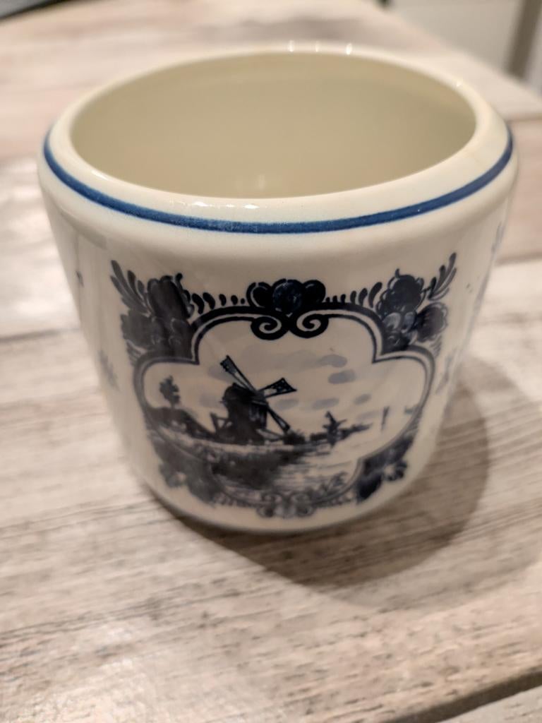 Delfts blauw vasje met molen en boot, Ophalen of Verzenden