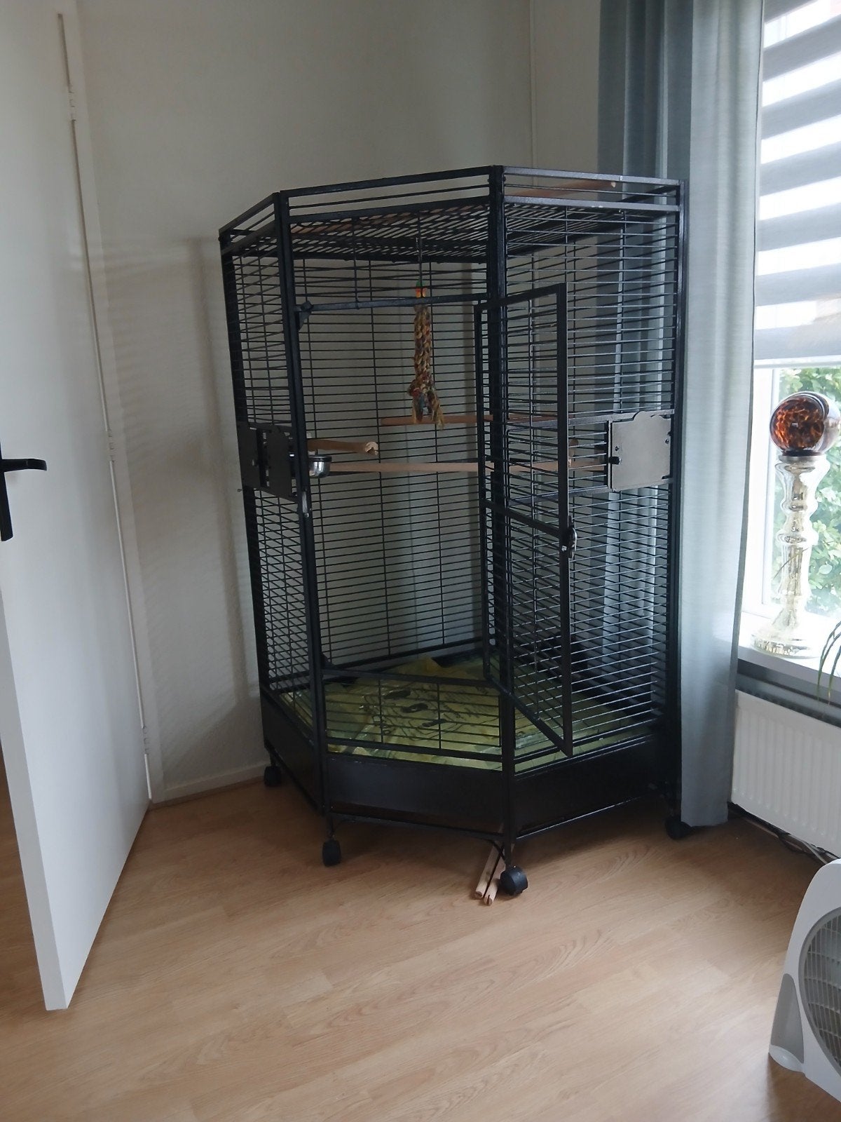 te koop grote hoek papegaaienkooi, Dieren en Toebehoren, Vogels | Hokken en Kooien, Ophalen, Gebruikt, Metaal, Vogelkooi
