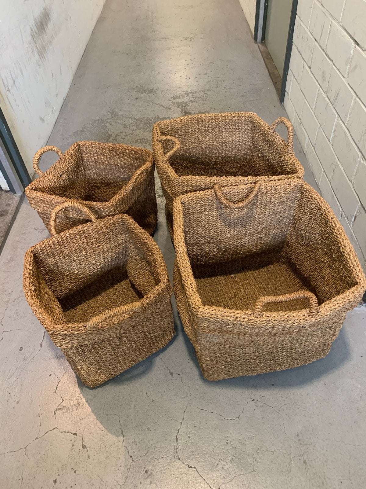 Set van 6 rieten manden/plantenpotten, Ophalen, Gebruikt, Gevlochten, Mand