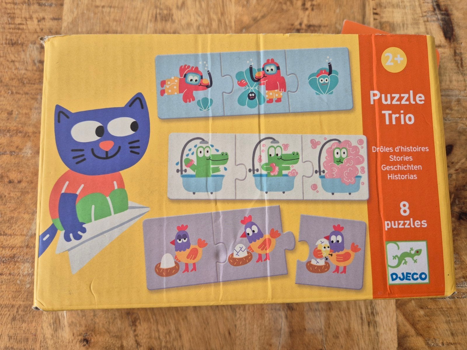 Djeco Puzzle Trio: Dierenverhalen (2+ jaar), Ophalen of Verzenden, Gebruikt, 2 tot 4 jaar