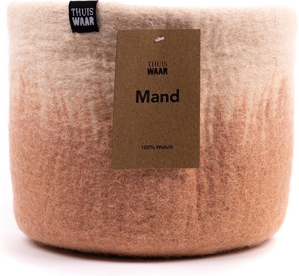 Thuiswaar Mand 100% Wolvilt - poederroze wit 23cm, Mand, Textiel, Rond, Nieuw