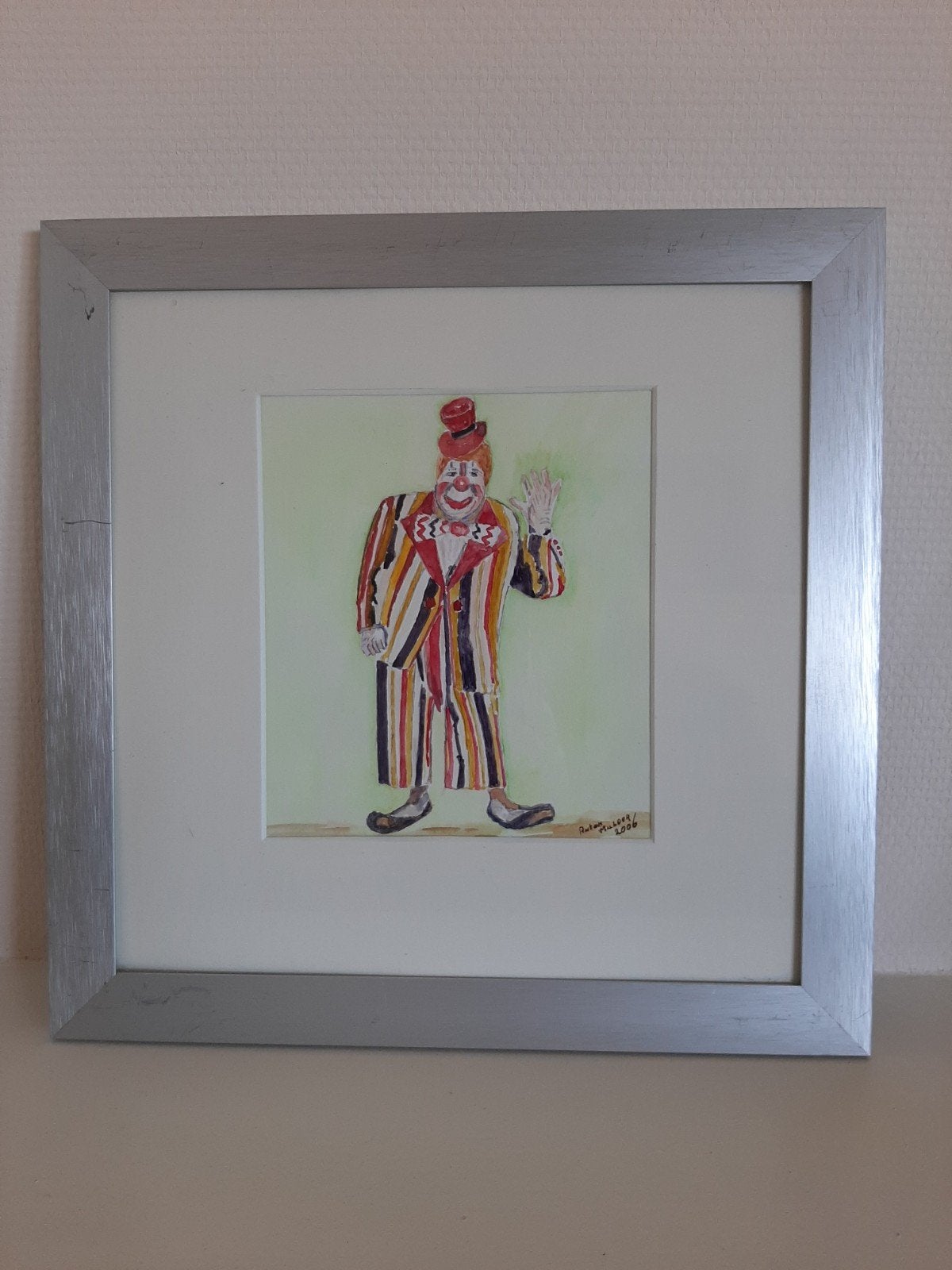 aquarel  man clown, Ophalen of Verzenden