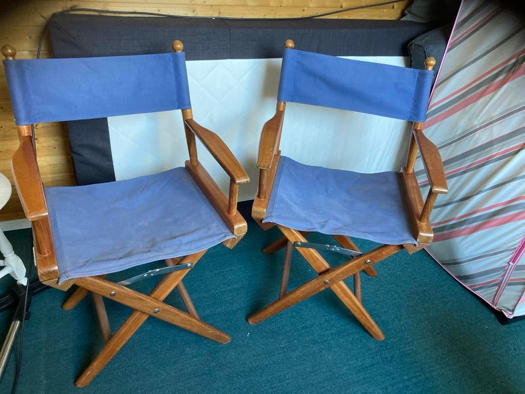 Set van 2 inklapbare regisseursstoelen - blauw, Ophalen, Gebruikt, Twee, Blauw