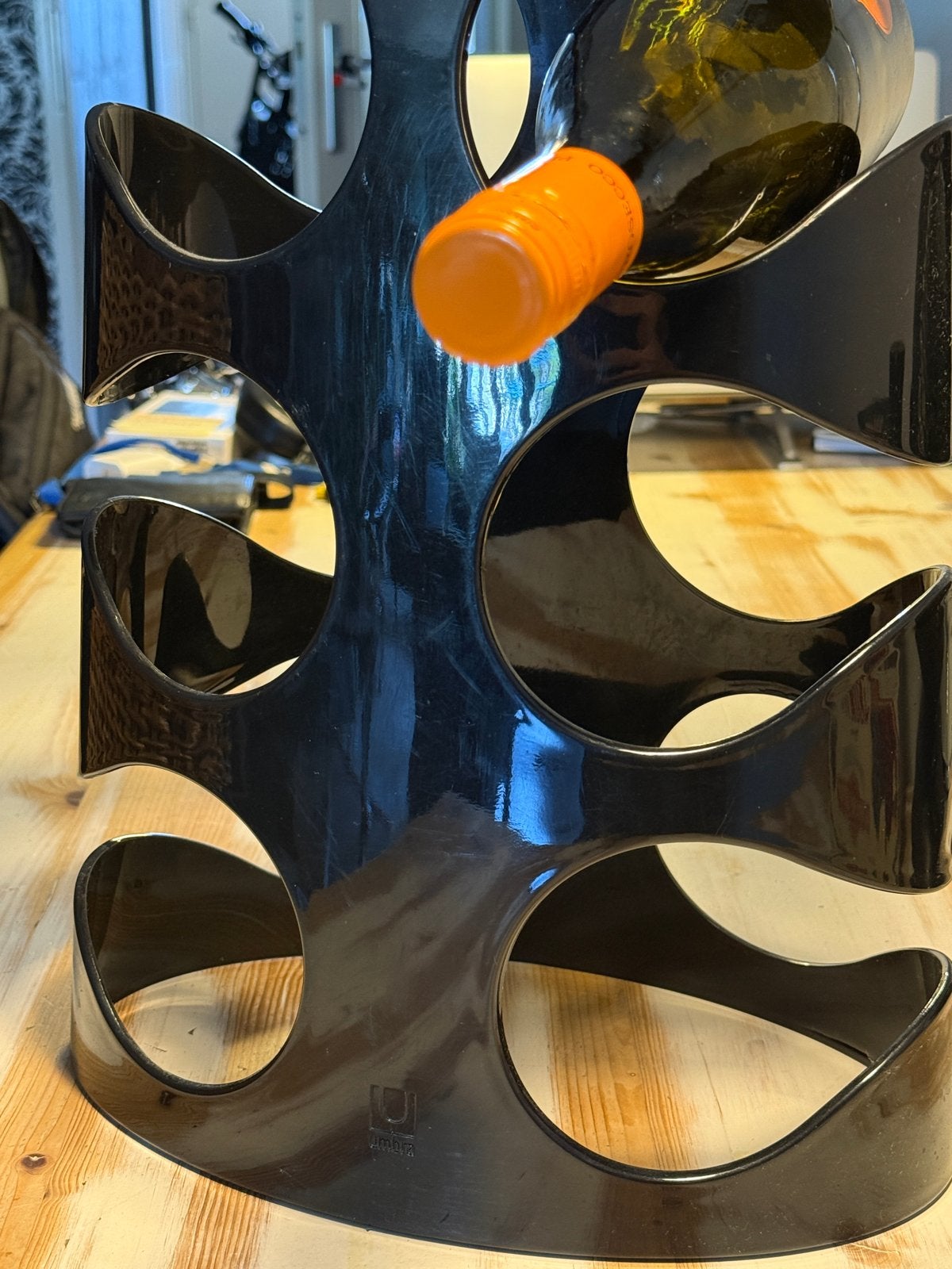 Umbra Wijnrek Zwart - Modern en Ruim, Huis en Inrichting, Woonaccessoires | Wijnrekken, Ophalen, Kunststof, Gebruikt, 5 tot 15 flessen
