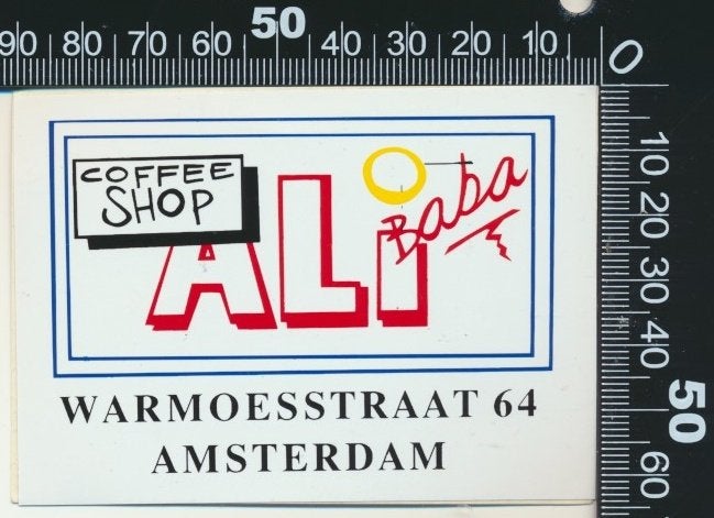 Sticker: Coffee Shop Alibaba - Amsterdam, Ophalen of Verzenden, Zo goed als nieuw, Bedrijf of Vereniging