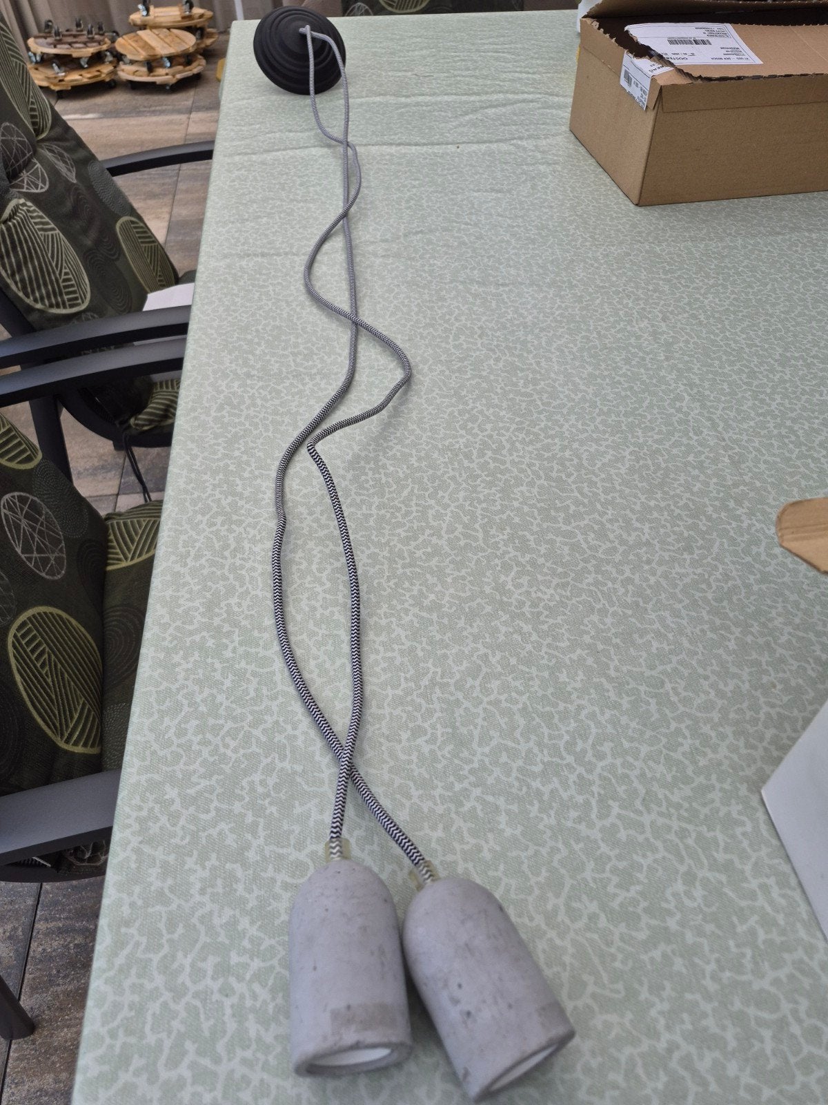 Betonlook hanglampen met textielkabel - Set van 2, Ophalen, Overige materialen, Minder dan 50 cm, 100 tot 150 cm