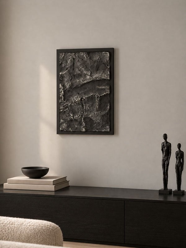 Zwart grijs 3D schilderij modern industrieel, Ophalen of Verzenden