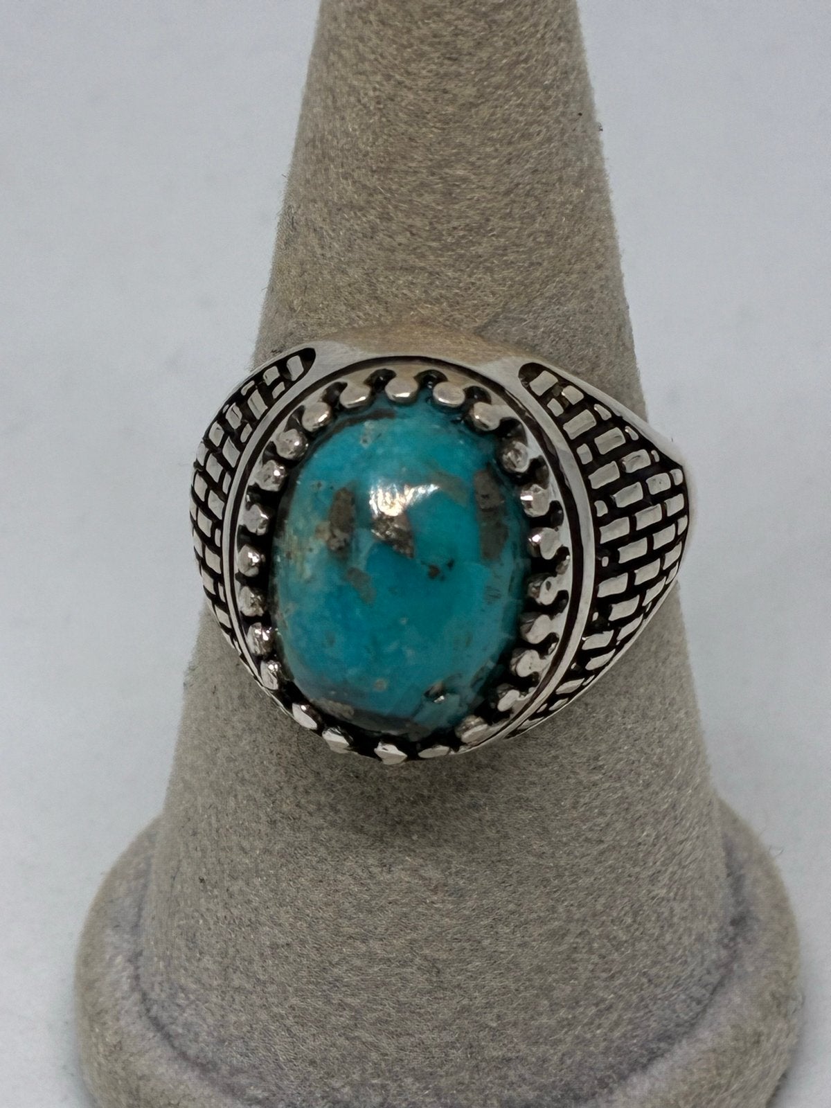 Zilveren 925 Ring met Turkoois Steen - Maat 28,5