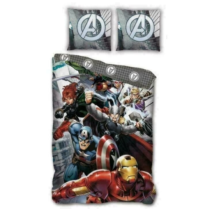 Avengers Dekbedovertrek 140 x 200 cm - Dream Team - Marvel, Nieuw, Wasbaar, Ophalen of Verzenden, Grijs