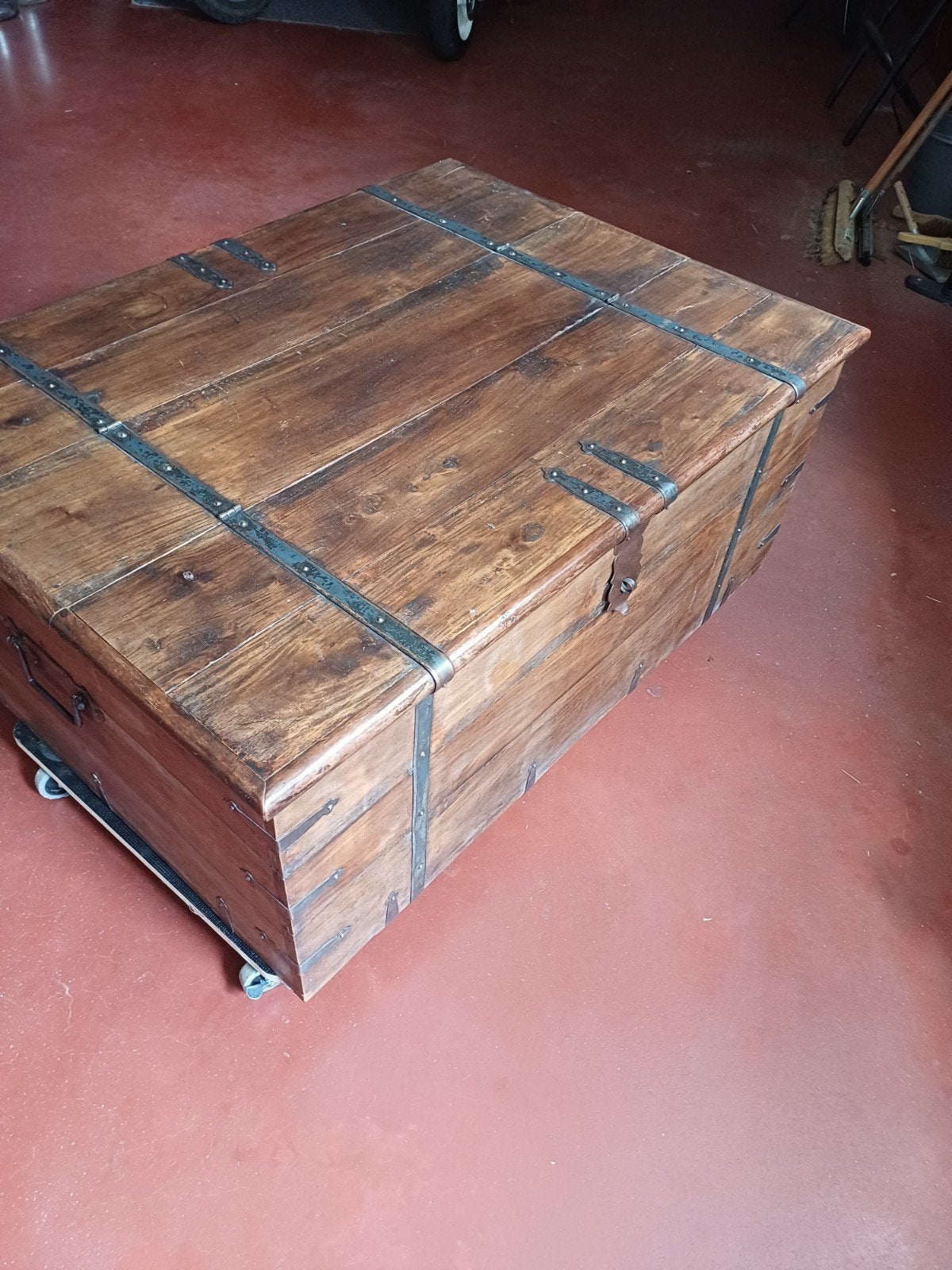 salontafel teak kist dekenkist, Ophalen, 100 tot 150 cm, Teakhout, 50 tot 100 cm