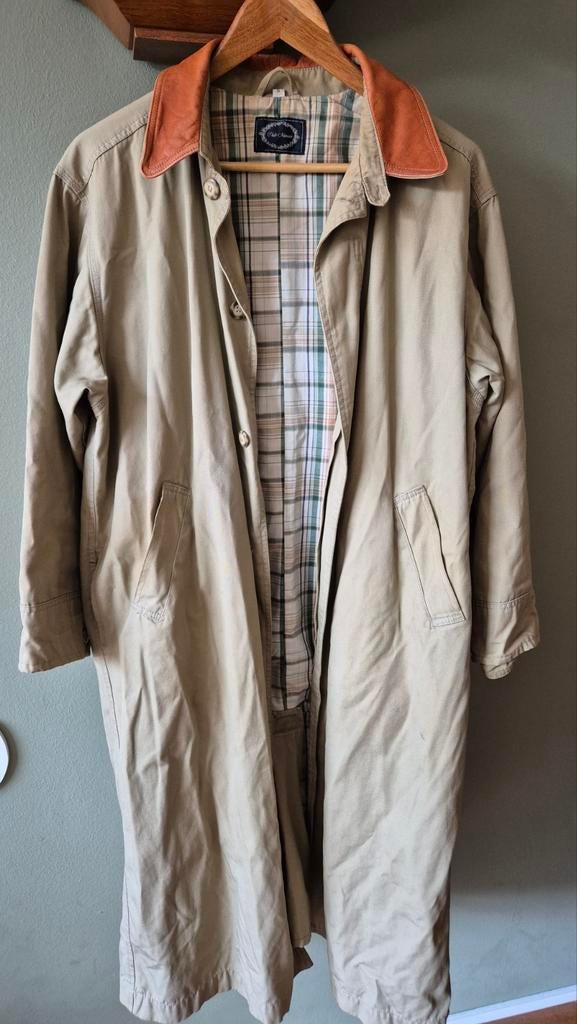 Club Monaco beige trenchcoat zgan mt S leren kraag, Beige, Ophalen of Verzenden, Zo goed als nieuw, Club Monaco