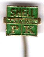 SHELL PK haardolie groen op koper speldje ( M_166a), Verzamelen, Speldjes, Pins en Buttons, Verzenden, Zo goed als nieuw, Transport