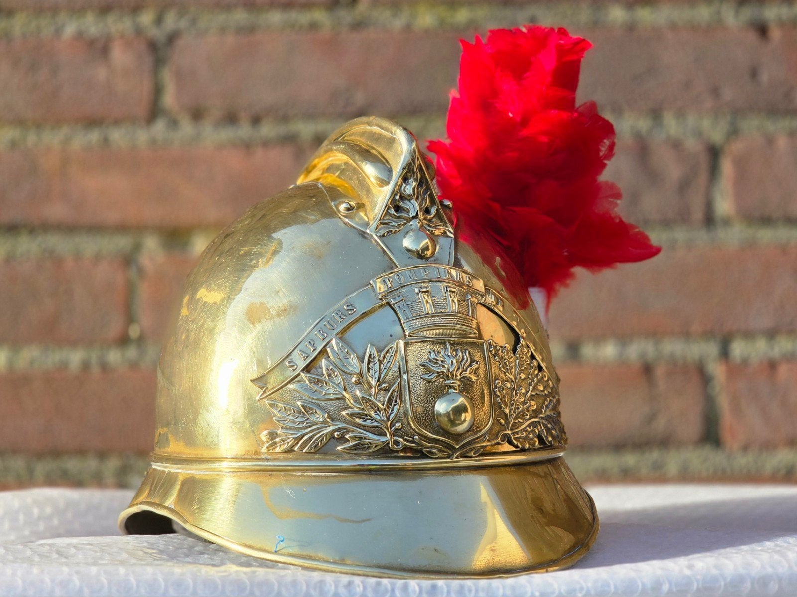 brandweerhelm brandweer Frankrijk 1885, Verzamelen, Ophalen of Verzenden, Landmacht, Nederland, Embleem of Badge