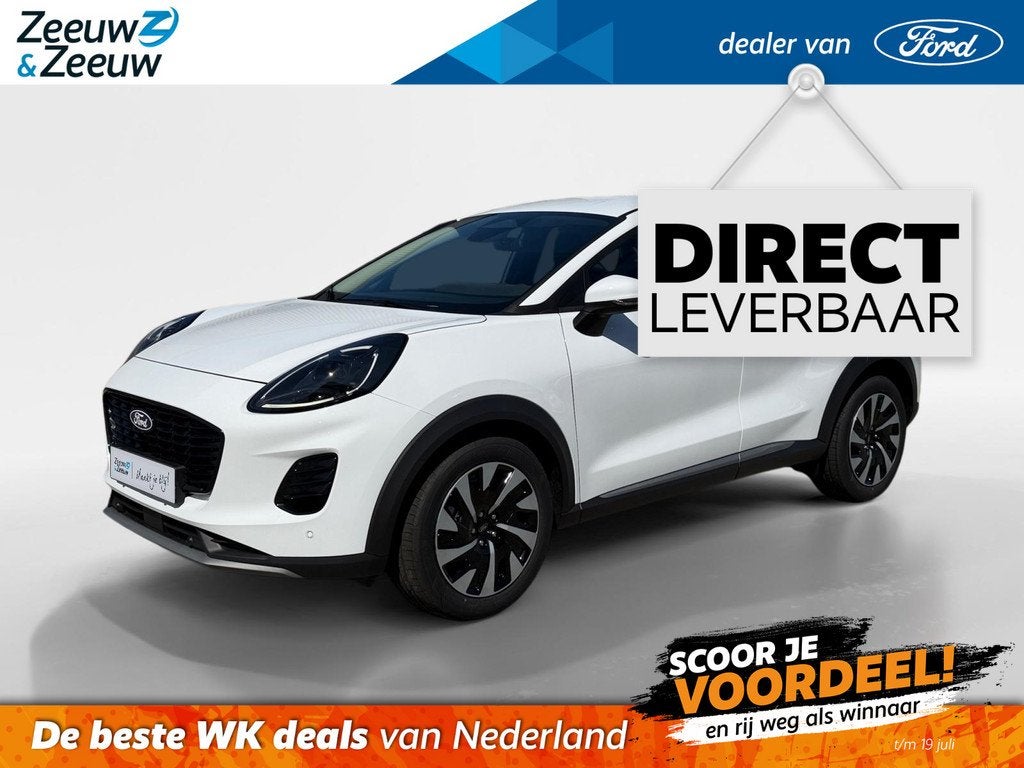 Ford Puma 1.0 EcoBoost Hybrid Titanium 125PK | Uit Voorraad, Voorwielaandrijving, 12 maanden, Puma, Wit