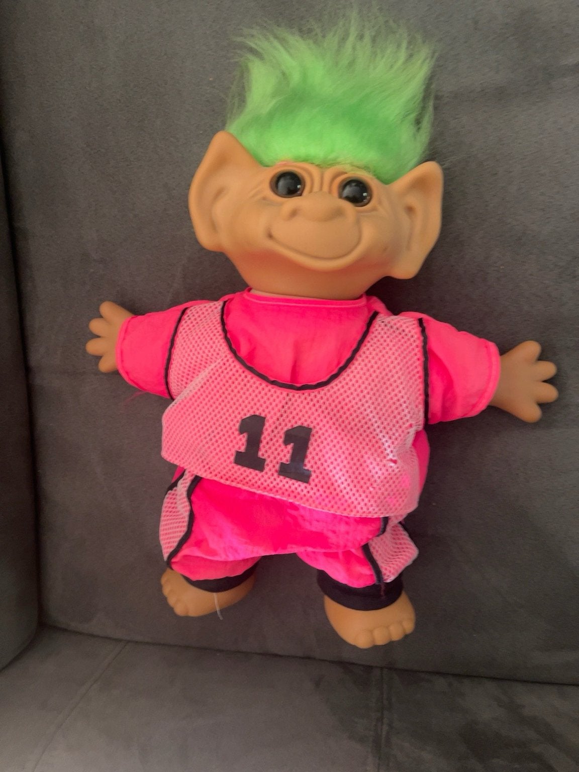 Uneeda Troll Pop met groen haar en roze sportkleding, Ophalen of Verzenden, Gebruikt, Overige typen