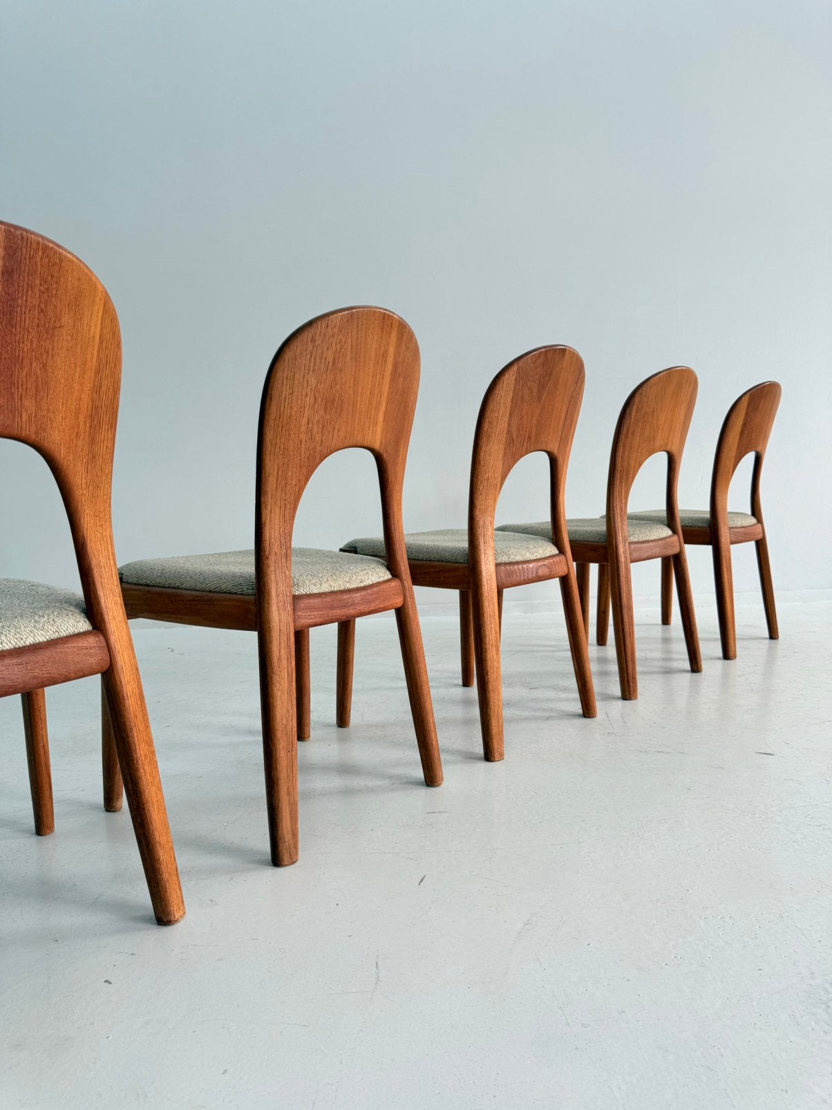 Set van 5 vintage ‘Morten chairs, Koefoeds Hornslet ‘70, Huis en Inrichting, Stoelen, Ophalen of Verzenden, Zo goed als nieuw