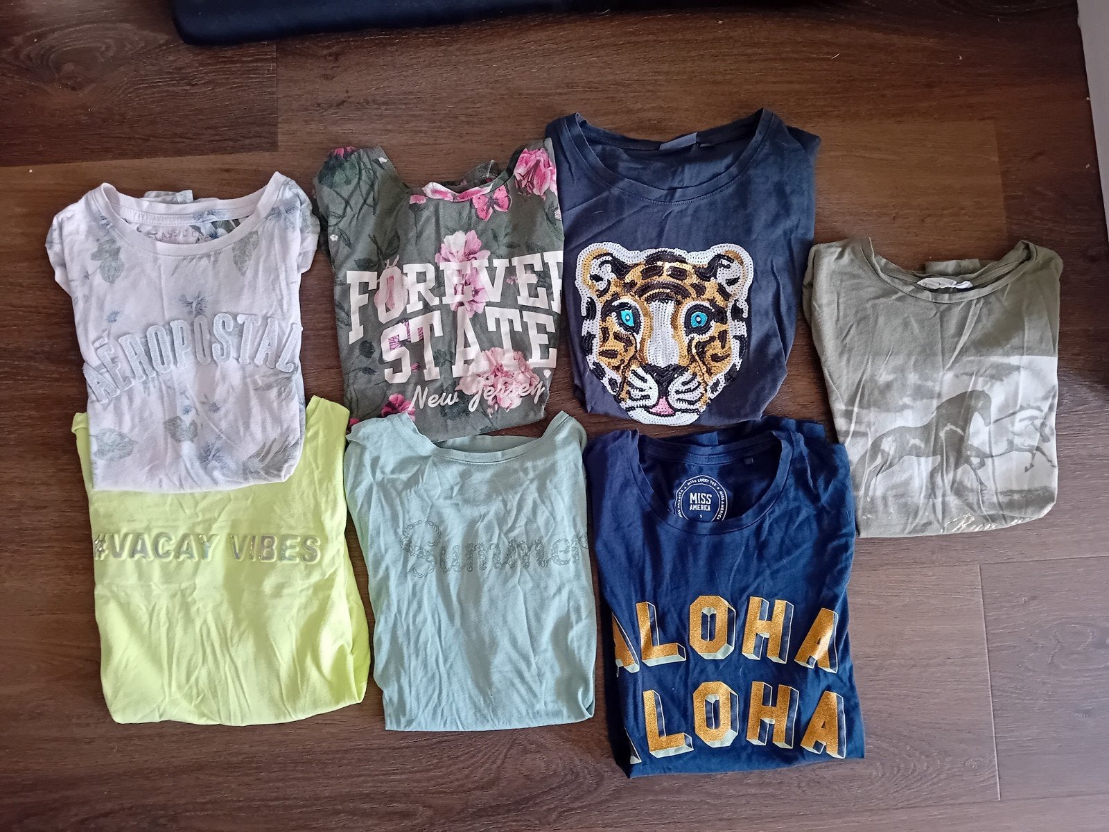 7 t-shirts korte mouwen, 7 stuks pyama shirts 170/176, Ophalen of Verzenden, Zo goed als nieuw, Meisje, Shirt of Longsleeve