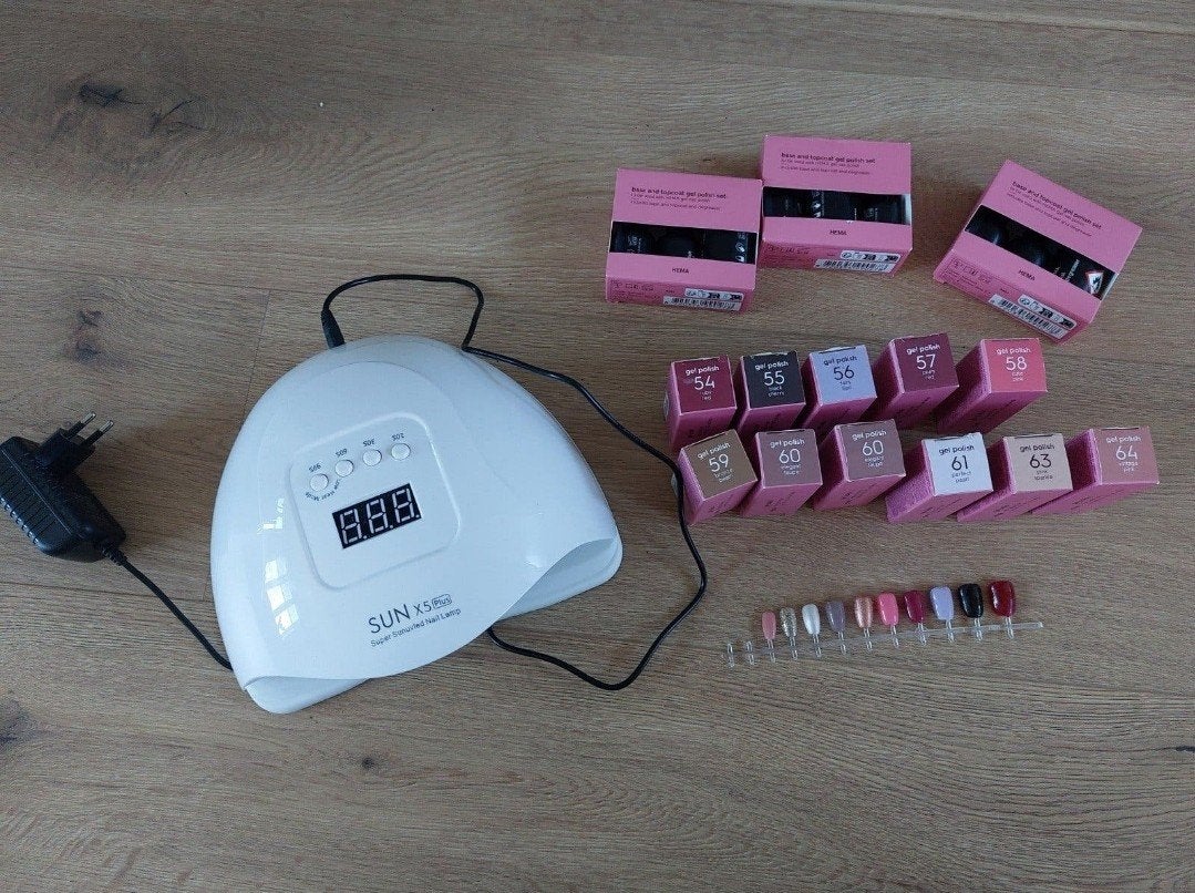 complete set gel nagellak, Ophalen of Verzenden, Zo goed als nieuw, Wit, Handen en Nagels