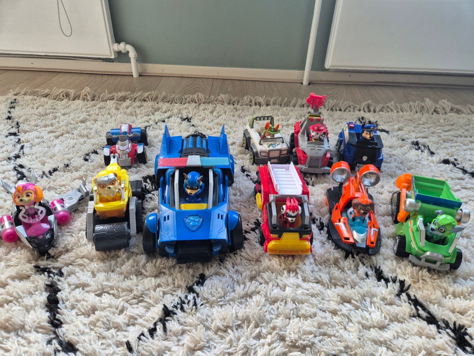 Grote collectie Paw Patrol Mighty Pups voertuigen en figuren, Ophalen, Gebruikt, Jongen of Meisje