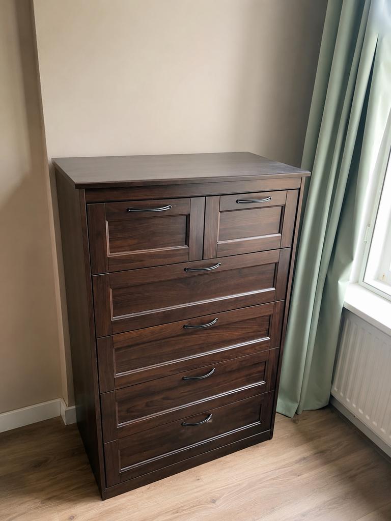 IKEA Songesand Kast - Donkerbruin - Goede Staat, Ophalen, 5 laden of meer, 100 tot 150 cm, 50 tot 100 cm