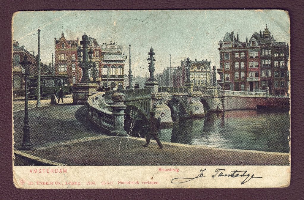 Amsterdam - Blauwbrug - (Recl. Bensdorp) - 1904 (pst.Enkhuiz, Ophalen of Verzenden, Voor 1920, Gelopen, Noord-Holland