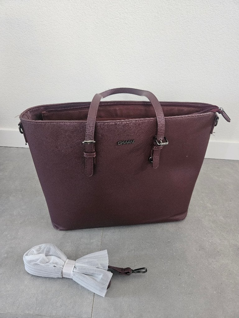 Charm London Birmingham schoudertas Bordeaux - laptop 15,6", Ophalen of Verzenden, Zo goed als nieuw, Rood, Schoudertasje