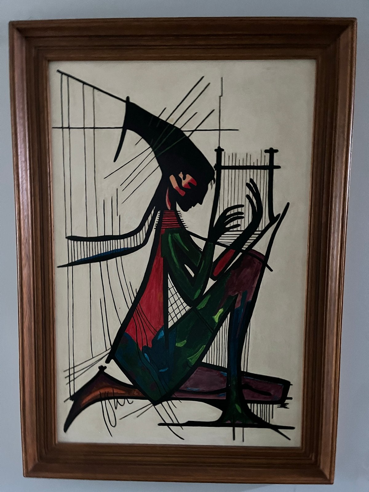 Meisje met viool - Geschilderd op hout (60x88 cm), Ophalen