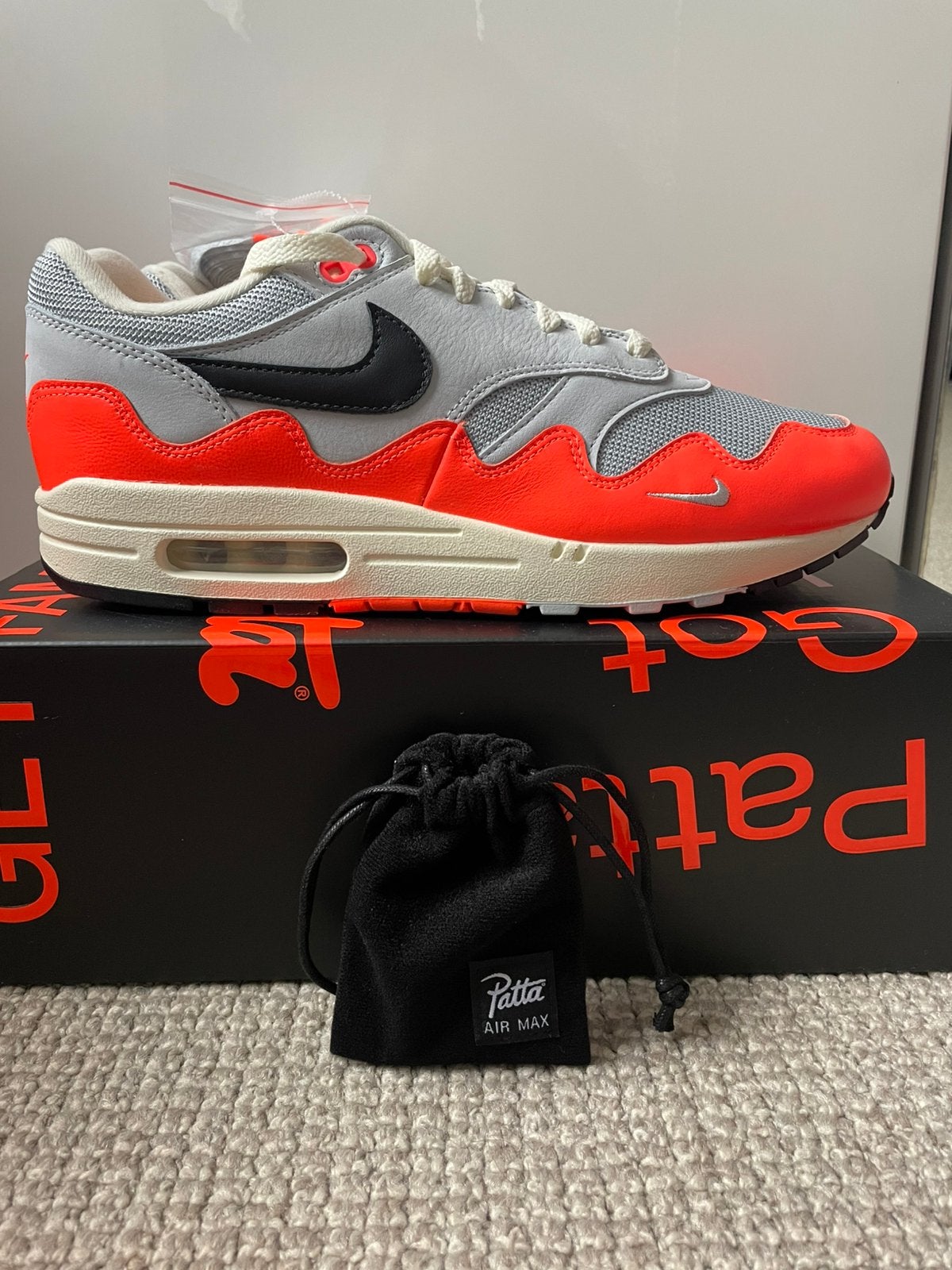 Nike air max 1 Patta Wave “Hyper Crimson” DS / 45, Ophalen of Verzenden, Zo goed als nieuw, Overige kleuren